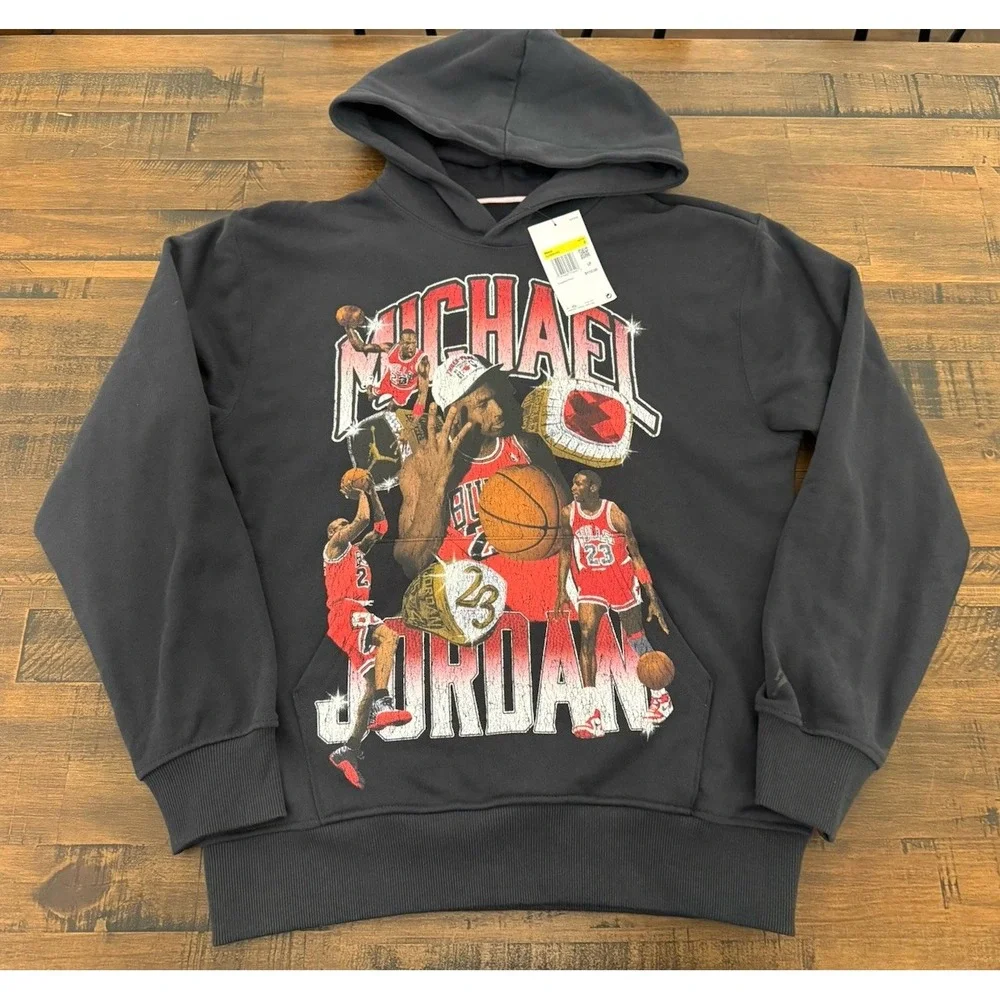 Jordan Flight Fleece Graphic Pullover Hoodie Off Noir HJ4396-045 Size S $110 NWT